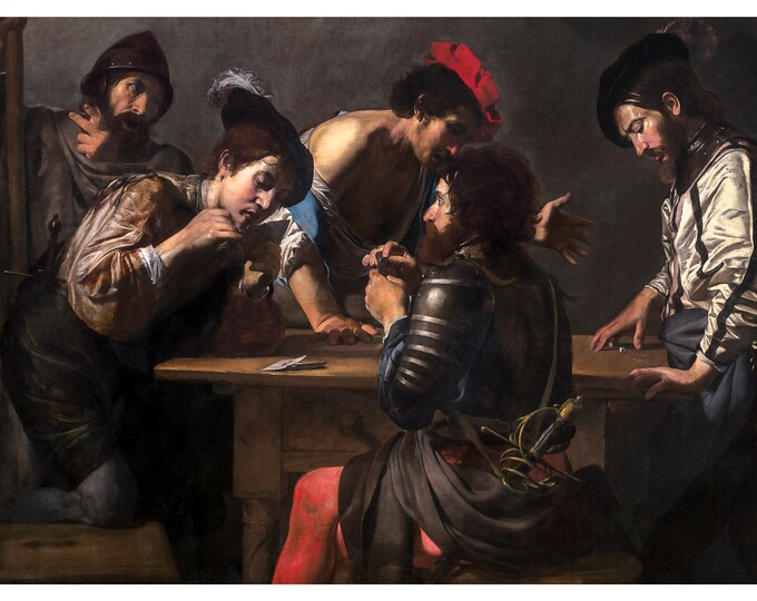 Valentin de Boulogne, Soldiers Playing Cards and Dice, 1620 | Art Print | Canvas Print | Fine Art Poster | Art Reproduction | Archival