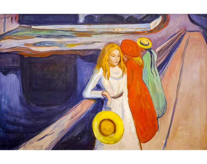 Edvard Munch, The Girls on the Bridge, 1901 | Art Print | Canvas Print | Fine Art Poster | Art Reproduction | Archival Giclee | Gift Wrapped