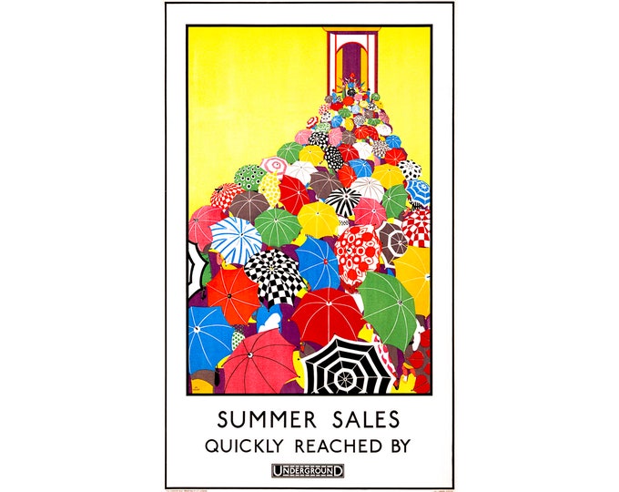 Umbrella Poster, Summer Sales | Art Print | Canvas Print | Fine Art Poster | Art Reproduction | Archival Giclee | Gift Wrapped