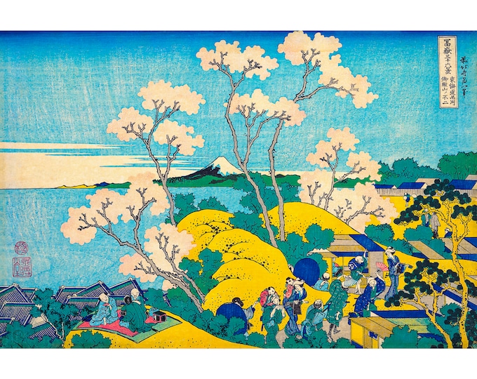 Hokusai, Fuji from Gotenyama on the Tokaido at Shinagawa, 1832 | Art Print | Canvas Print | Fine Art Poster | Art Reproduction | Archival