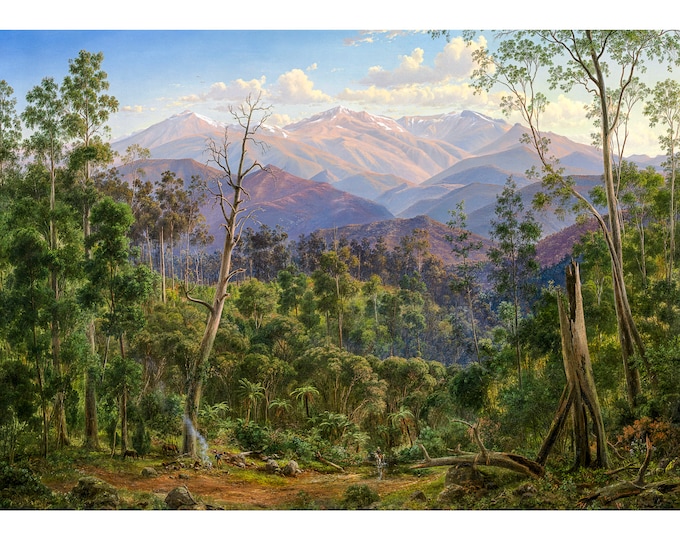 Eugene von Guerard, Mount Kosciusko, seen from the Victorian border (Mount Hope Ranges), 1866 | Art Print | Canvas Print | Fine Art Poster