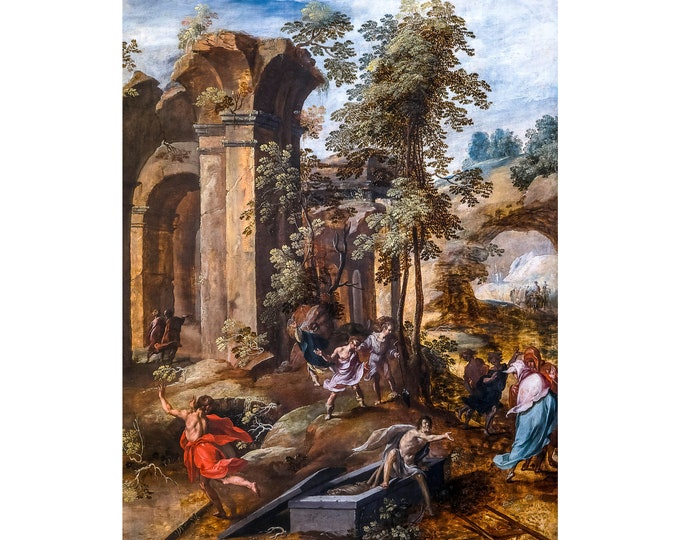 Jan Nagel, The Miracle at the Grave of Elisha, 1596 | Art Print | Canvas Print | Fine Art Poster | Art Reproduction | Archival Giclee | Gift