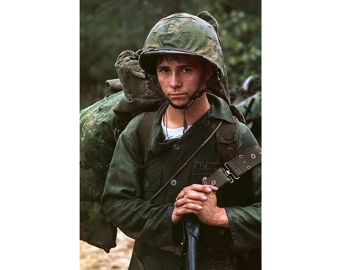 Da Nang, Vietnam, A young Marine private on beach | Art Print | Canvas Print | Fine Art Poster | Art Reproduction | Archival Giclee | Gift