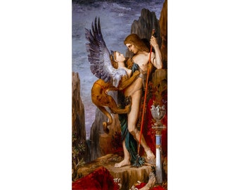 Gustave Moreau, Oedipus and the Sphinx, 1864 | Art Print | Canvas Print | Fine Art Poster | Art Reproduction | Archival Giclee | Gift Wrap
