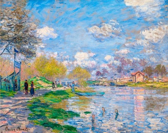 Claude Monet, Spring by the Seine, 1875 | Art Print | Canvas Print | Fine Art Poster | Art Reproduction | Archival Giclee | Gift Wrapped