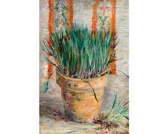 Van Gogh, Flowerpot with Garlic Chives, 1887 | Art Print | Canvas Print | Fine Art Poster | Art Reproduction | Archival Giclee | Gift Wrap