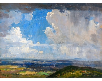 Arthur Streeton, The Cloud, Storm over Macedon, 1936 | Art Print | Canvas Print | Fine Art Poster | Art Reproduction | Archival Giclee