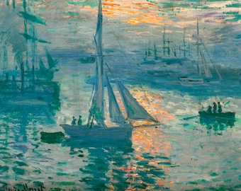 Claude Monet, Sunrise (Marine), 1873 | Art Print | Canvas Print | Fine Art Poster | Art Reproduction | Archival Giclee | Gift Wrapped