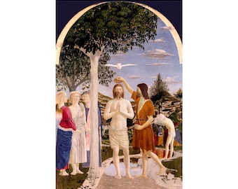 Piero della Francesca, Baptism of Christ, 1450 | Art Print | Canvas Print | Fine Art Poster | Art Reproduction | Archival Giclee | Gift Wrap