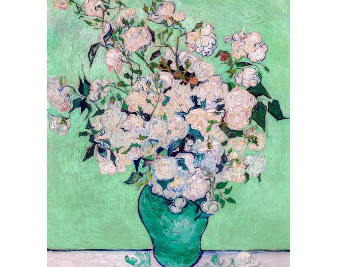 Vincent van Gogh - Roses (1890), Canvas Print or Fine Art Giclee - Enhanced