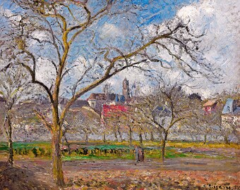 Camille Pissarro, Orchard in Pontoise in Winter 1877 | Art Print | Canvas Print | Fine Art Poster | Art Reproduction | Archival Giclee