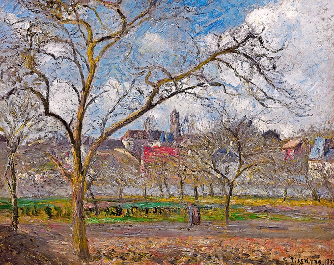 Camille Pissarro, Orchard in Pontoise in Winter 1877 | Art Print | Canvas Print | Fine Art Poster | Art Reproduction | Archival Giclee