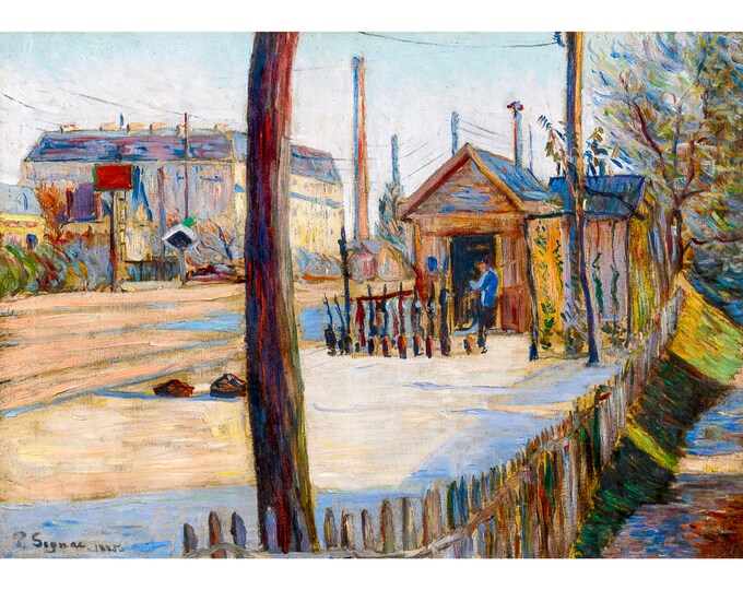 Paul Signac, Railway Junction near Bois-Colombes, 1886 | Art Print | Canvas Print | Fine Art Poster | Art Reproduction | Archival Giclee