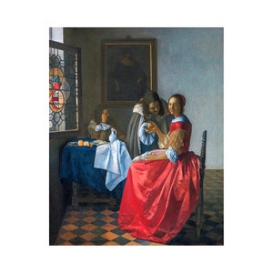 Vermeer, The girl with a wineglass, 1662 | Art Print | Canvas Print | Fine Art Poster | Art Reproduction | Archival Giclee | Gift Wrapped