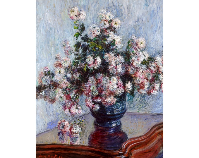 Claude Monet, Chrysanthemums, 1882 | Art Print | Canvas Print | Fine Art Poster | Art Reproduction | Archival Giclee | Gift Wrapped