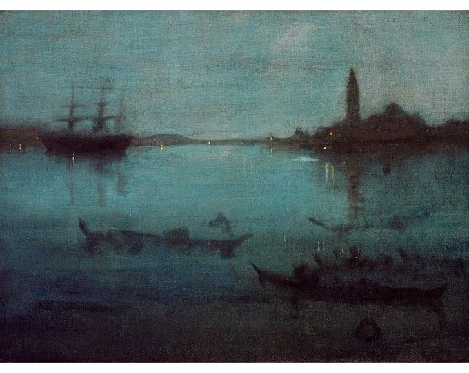 James Whistler, Nocturne in Blue and Silver, 1880 | Art Print | Canvas Print | Fine Art Poster | Art Reproduction | Archival Giclee | Gift