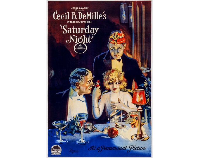 Saturday Night, Cecil B DeMille's, Movie Poster | Art Print | Canvas Print | Fine Art Poster | Art Reproduction | Archival Giclee | Gift