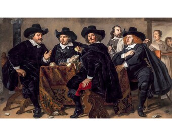 Four aldermen of the Kloveniersdoelen in Amsterdam - 1655 - Van der Helst Bartholomeus | Art Print | Canvas Print | Fine Art Poster | Art