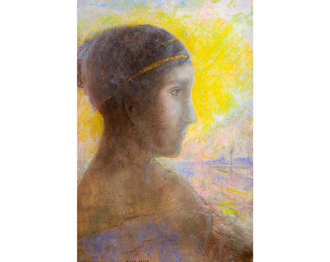 Odilon Redon, Femme de profil, 1895 | Art Print | Canvas Print | Fine Art Poster | Art Reproduction | Archival Giclee | Gift Wrapped