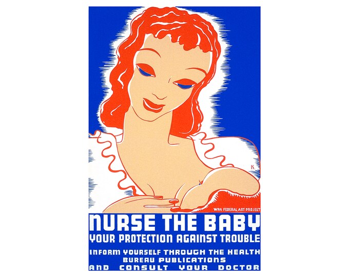 Breastfeeding Artwork, Nursing Baby Poster | Art Print | Canvas Print | Fine Art Poster | Art Reproduction | Archival Giclee | Gift Wrapped