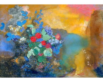 Odilon Redon, Ophelia among the Flowers, 1908 | Art Print | Canvas Print | Fine Art Poster | Art Reproduction | Archival Giclee | Gift