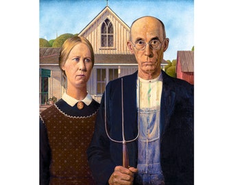 Grant Wood, American Gothic, 1930 | Art Print | Canvas Print | Fine Art Poster | Art Reproduction | Archival Giclee | Gift Wrapped
