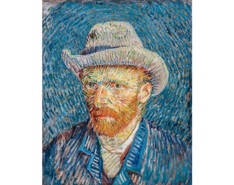 Van Gogh, Self-Portrait with Grey Felt Hat, 1887 | Art Print | Canvas Print | Fine Art Poster | Art Reproduction | Archival Giclee | Gift