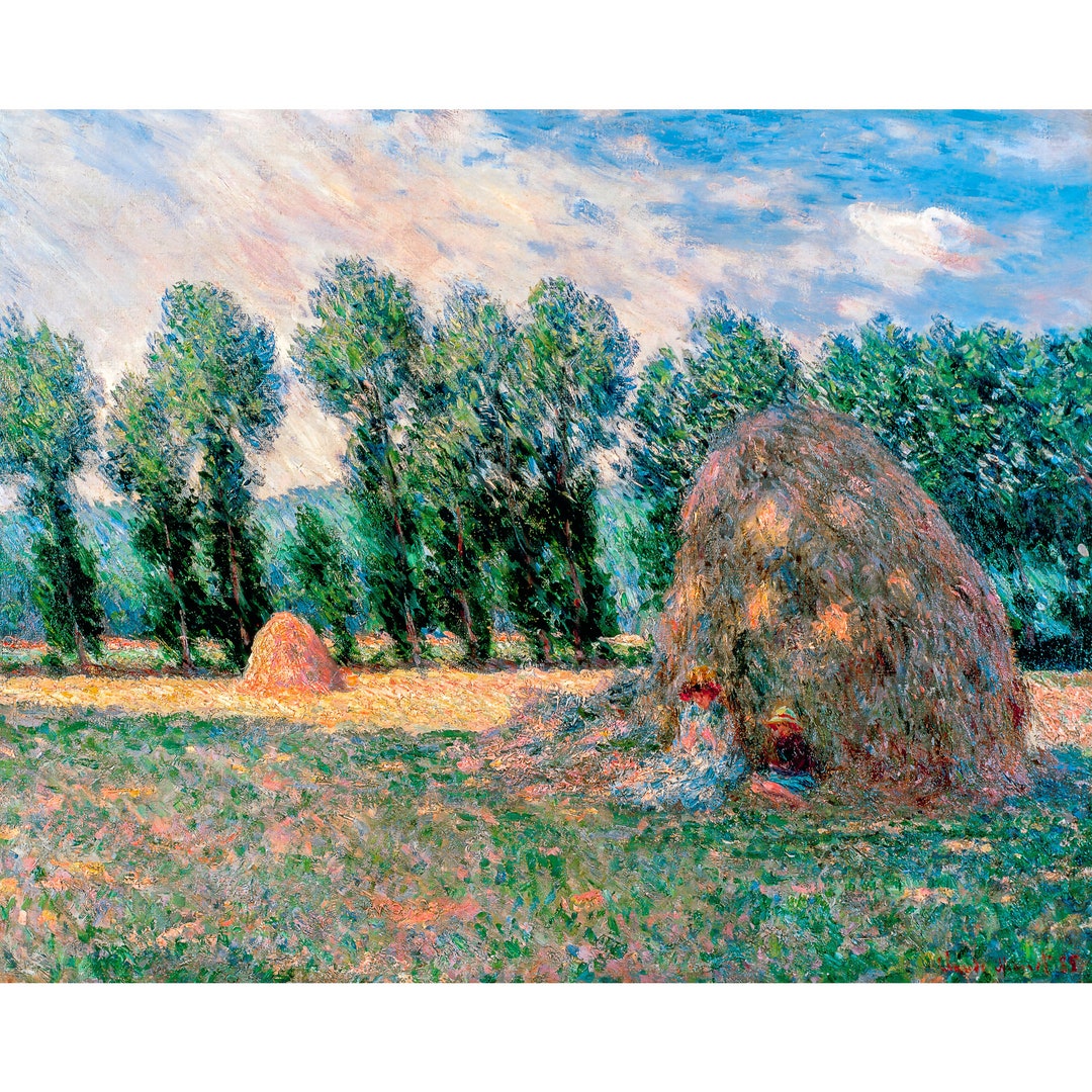 Claude Monet - Haystacks, (1890), Canvas Print or Fine Art Giclee