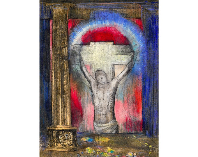 Odilon Redon, Le crucifix, Redon Art Print | Art Print | Canvas Print | Fine Art Poster | Art Reproduction | Archival Giclee | Gift Wrapped