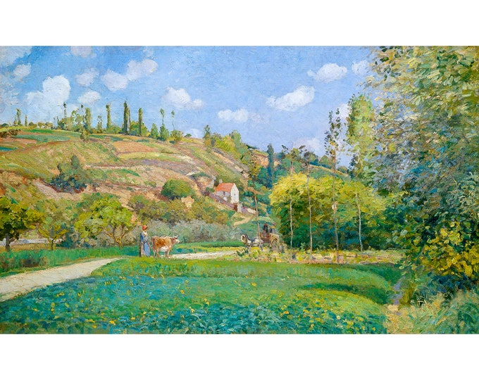 Camille Pissarro, A Cowherd at Valhermeil, 1874 | Art Print | Canvas Print | Fine Art Poster | Art Reproduction | Archival Giclee | Gift