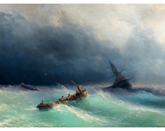 Ivan Aivazovsky, Storm at Sea, 1873 | Art Print | Canvas Print | Fine Art Poster | Art Reproduction | Archival Giclee | Gift Wrapped