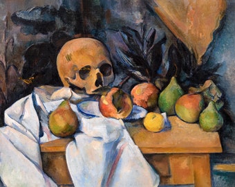 Paul Cézanne, Still Life with Skull, 1900 | Art Print | Canvas Print | Fine Art Poster | Art Reproduction | Archival Giclee | Gift Wrapped