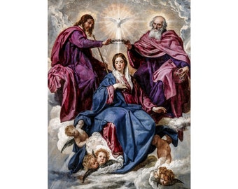 Diego Velázquez, Coronation of the Virgin, 1636 | Art Print | Canvas Print | Fine Art Poster | Art Reproduction | Archival Giclee | Gift
