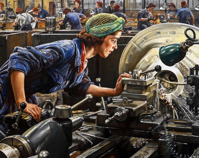 Ruby Loftus, Screwing A Breech-Ring, 1943 | Art Print | Canvas Print | Fine Art Poster | Art Reproduction | Archival Giclee | Gift Wrapped
