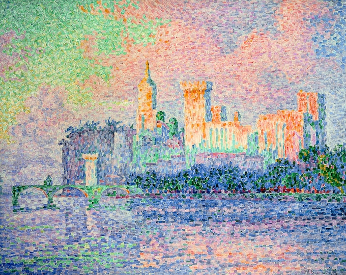 Paul Signac, The Château des Papes in Avignon, 1909 | Art Print | Canvas Print | Fine Art Poster | Art Reproduction | Archival Giclee | Gift