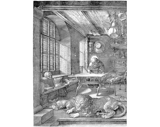 Albrecht Dürer, Saint Jerome in His Study, 1514 | Art Print | Canvas Print | Fine Art Poster | Art Reproduction | Archival Giclee | Gift