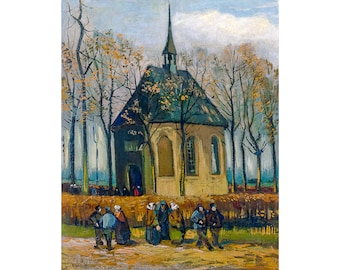 Van Gogh, Congregation Leaving the Reformed Church in Nuenen, 1884 | Art Print | Canvas Print | Fine Art Poster | Art Reproduction