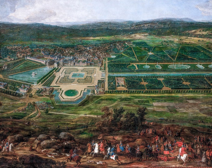 Pierre-Denis Martin, View of the Château de Fontainebleau, 1723 | Art Print | Canvas Print | Fine Art Poster | Art Reproduction | Archival
