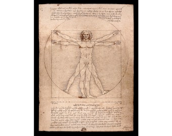 Leonardo da Vinci, Vitruvian Man, 1492 | Art Print | Canvas Print | Fine Art Poster | Art Reproduction | Archival Giclee | Gift Wrapped