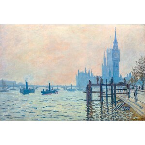Claude Monet, The Thames below Westminster, 1871 | Art Print | Canvas Print | Fine Art Poster | Art Reproduction | Archival Giclee | Gift