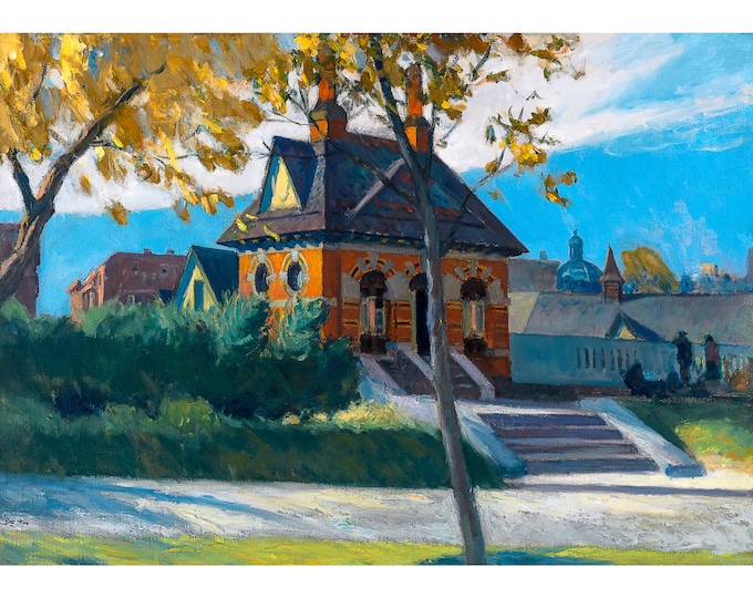 Edward Hopper, Small Town Station, 1918 | Art Print | Canvas Print | Fine Art Poster | Art Reproduction | Archival Giclee | Gift Wrapped