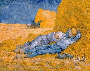 Van Gogh, Noon, Rest from Work, after Millet, 1890 | Art Print | Canvas Print | Fine Art Poster | Art Reproduction | Archival Giclee | Gift