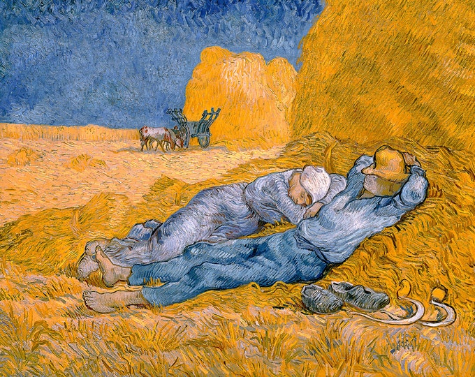 Van Gogh, Noon, Rest from Work, after Millet, 1890 | Art Print | Canvas Print | Fine Art Poster | Art Reproduction | Archival Giclee | Gift