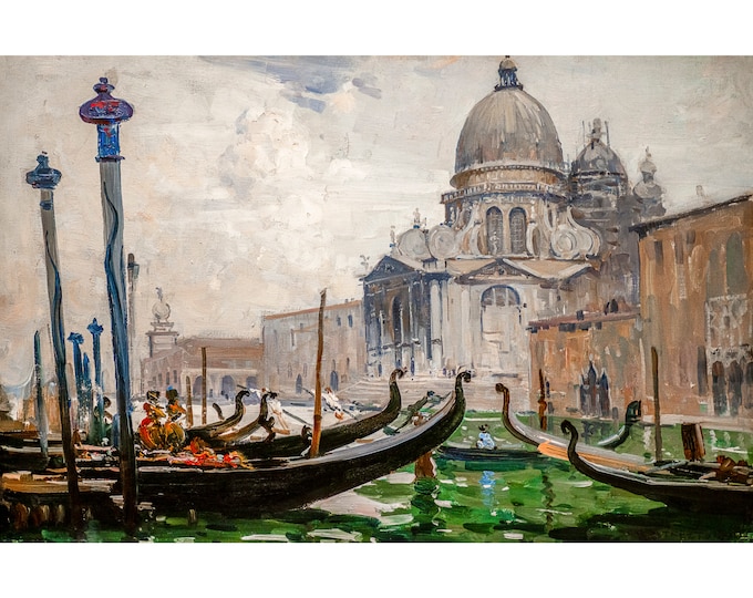 Arthur Streeton, Santa Maria della Salute (grey), 1908 | Art Print | Canvas Print | Fine Art Poster | Art Reproduction | Archival Giclee