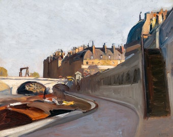 Edward Hopper, Le Quai des Grands Augustins, 1909 | Art Print | Canvas Print | Fine Art Poster | Art Reproduction | Archival Giclee | Gift