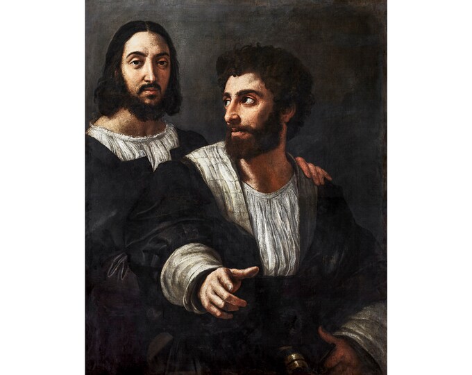 Raphael, Self-portrait with a friend, 1519 | Art Print | Canvas Print | Fine Art Poster | Art Reproduction | Archival Giclee | Gift Wrapped