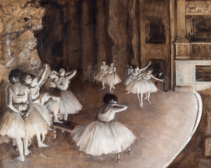 Edgar Degas, Ballet Rehearsal on Stage, 1874 | Art Print | Canvas Print | Fine Art Poster | Art Reproduction | Archival Giclee | Gift Wrap