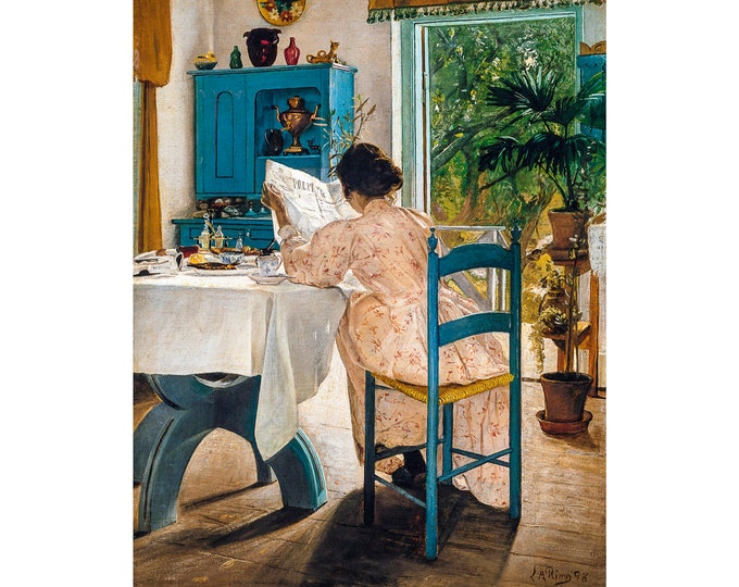 Laurits Andersen Ring, At Breakfast, 1898 | Art Print | Canvas Print | Fine Art Poster | Art Reproduction | Archival Giclee | Gift Wrapped