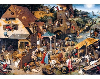Pieter Bruegel the Elder, Netherlandish Proverbs, Dutch Proverbs, 1559 | Art Print | Canvas Print | Fine Art Poster | Art Reproduction