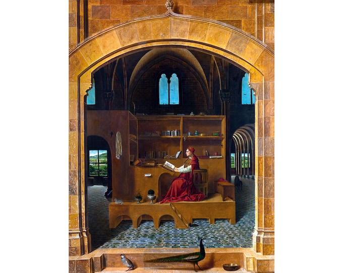 Antonello da Messina, Saint Jerome in His Study, 1475 | Art Print | Canvas Print | Fine Art Poster | Art Reproduction | Archival Giclee
